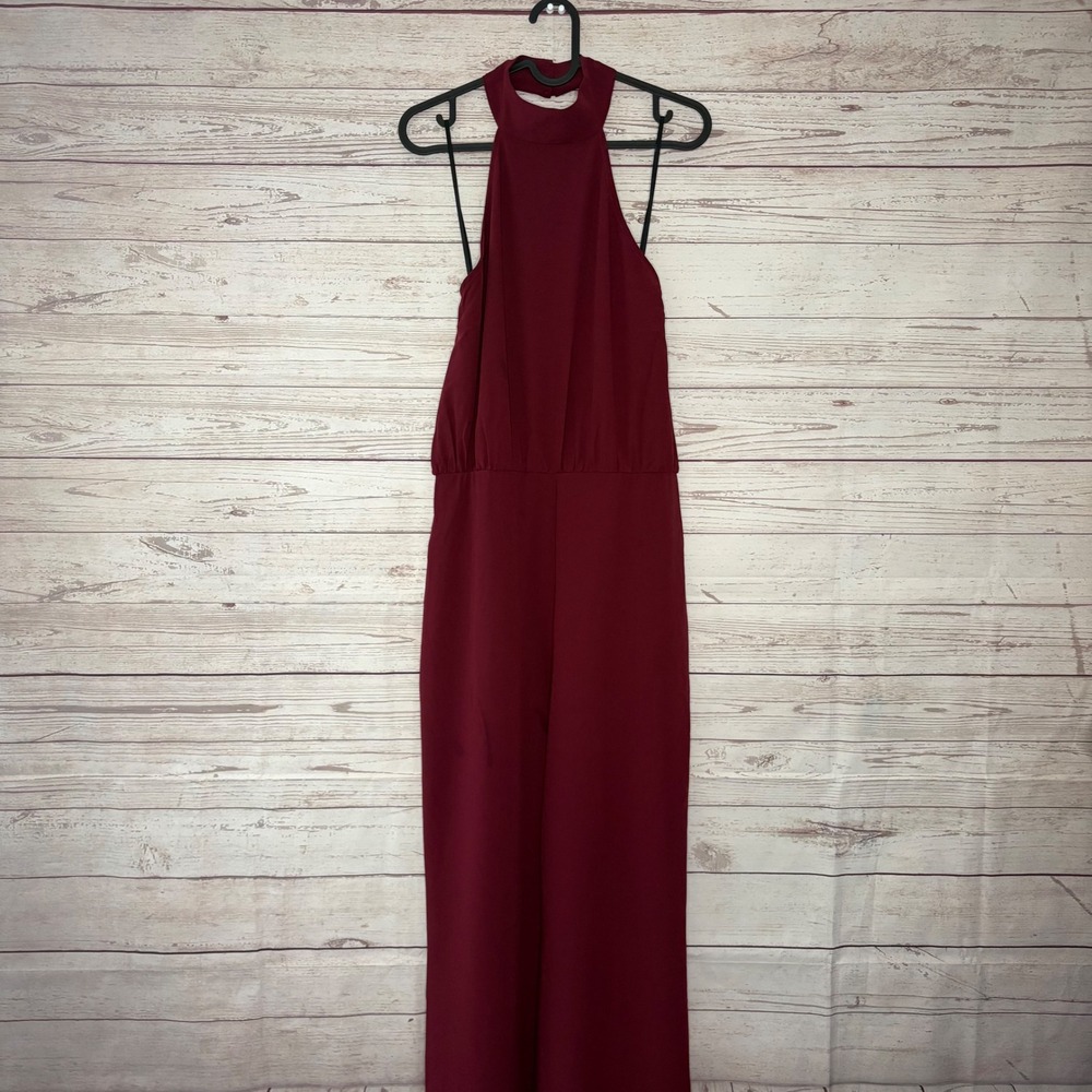Lulus Moment for Life Wine Red Halter Jumpsuit Size M NWT MSRP $69